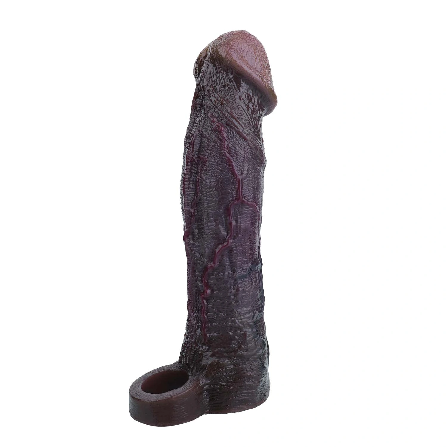 Leo 9.1"×2.2" Huge Black Realistic Silicone Penis Extender | 10 Vibration Modes